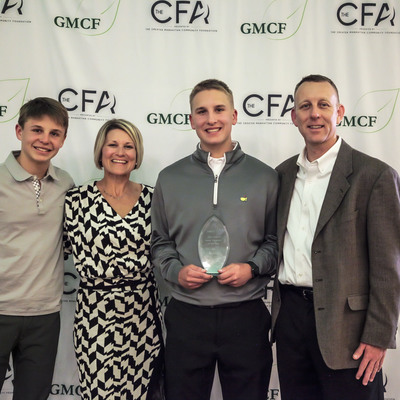Eli Conley (22-23 President) posing with his family at the Community Foundation Awards
